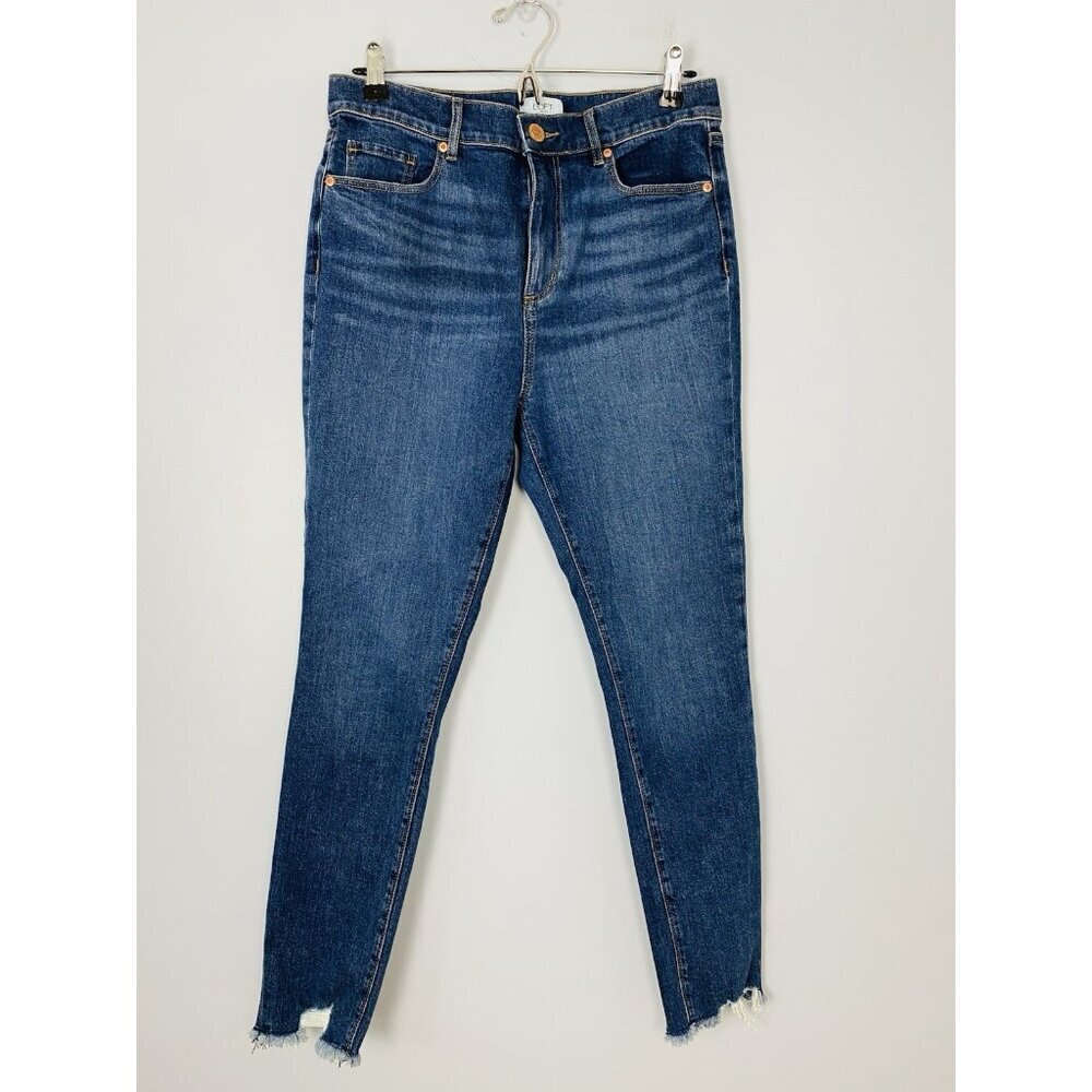 LOFT Outlet Jeans Womens 8 High Rise Skinny Denim Jeans Stretch Frayed Hem